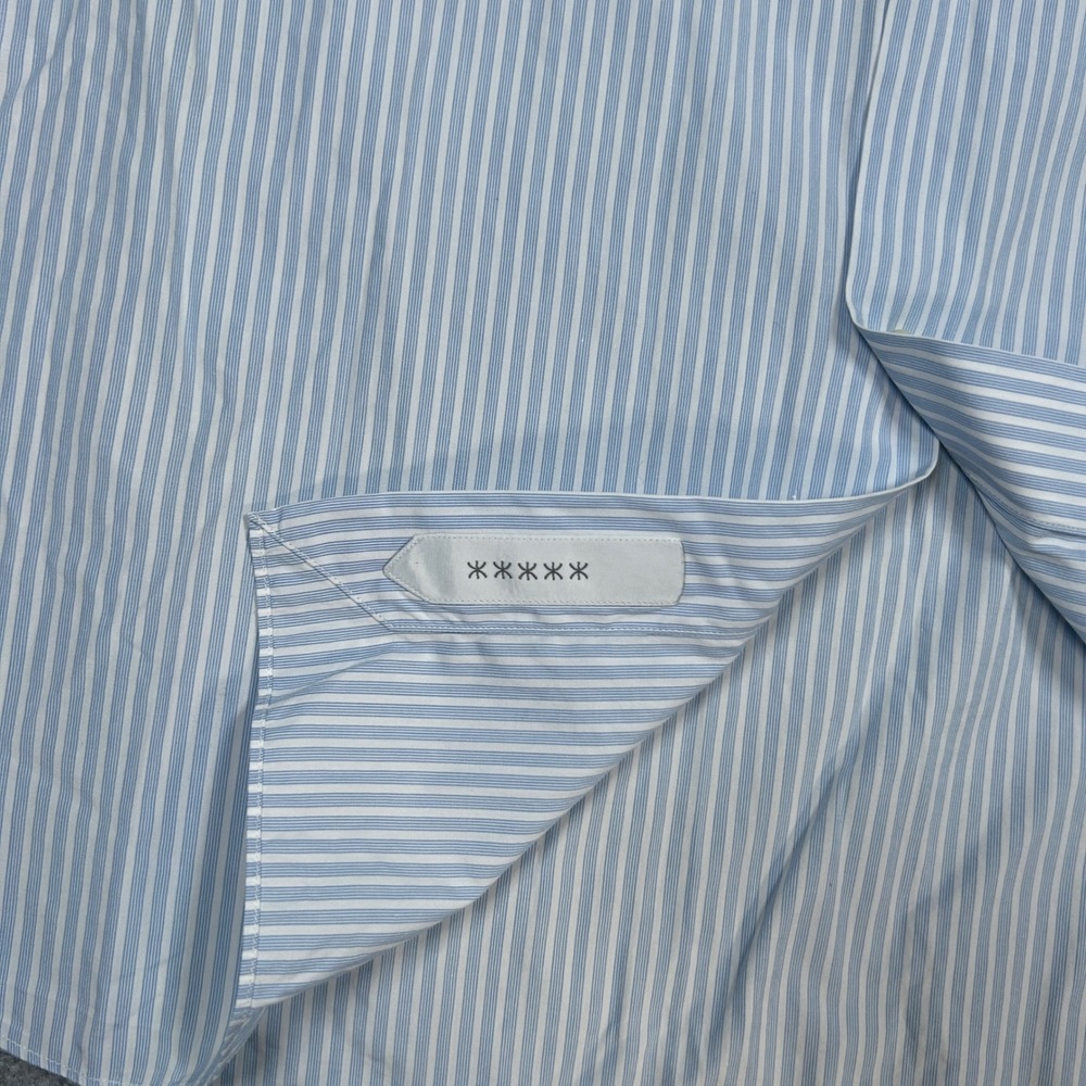 Ermenegildo Zegna Dress Shirt Men 16 Large Blue White Striped Luxury button down - Picture 9 of 16